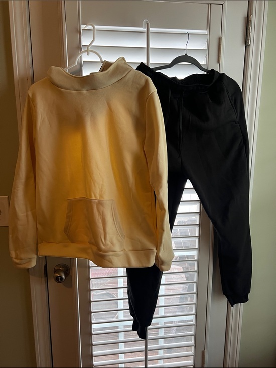 Amazon Other - Amazon Yellow Pullover Hoodie and Black Jogger Set